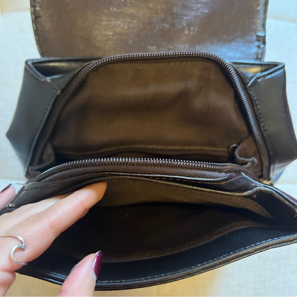 Cute Vintage Vegan Black Leather backpack Y2K - Picture 3 of 8